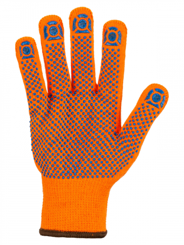 Перчатки плотной вязки акрил с ПВХ, "Точка", оранжевые, 9, 10 кл., 77-80 г, 1 пара, TDM фото 4