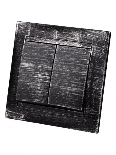 Выключатель на 2 направления 2 кл. 10А старинное серебро "Лама" TDM фото 5