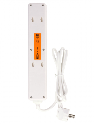 Сетевой фильтр СФ-05В выключатель, 5 гнезд, 1,5 метра, с/з, ПВС 3х0,75мм2 10А/250В белый TDM фото 3