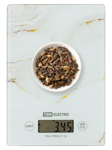 Весы электронные кухонные "Мрамор", стекло, деление 1 г, макс. 5 кг, TDM фото 3