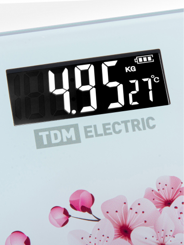 Весы электронные напольные "Сакура", стекло, деление 0,01 кг, макс. 180 кг, 28х28 см, TDM фото 6