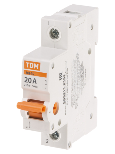 Выключатель нагрузки (мини-рубильник) ВН-32 1P 20A Home Use TDM фото 7