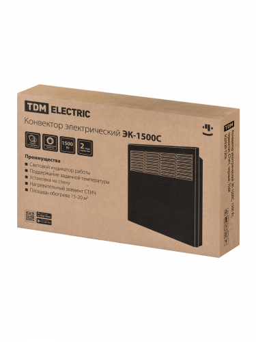 Конвектор электрический ЭК-1500С, 1500 Вт, термостат, СТИЧ, черный, TDM фото 10