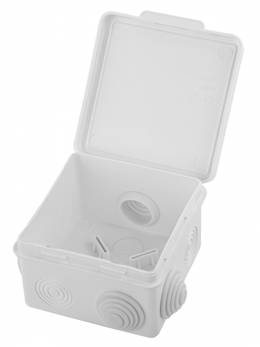 Распаячная коробка ОП 80х80х50мм, крышка, IP54, 7вх., белая, инд. штрихкод TDM фото 3